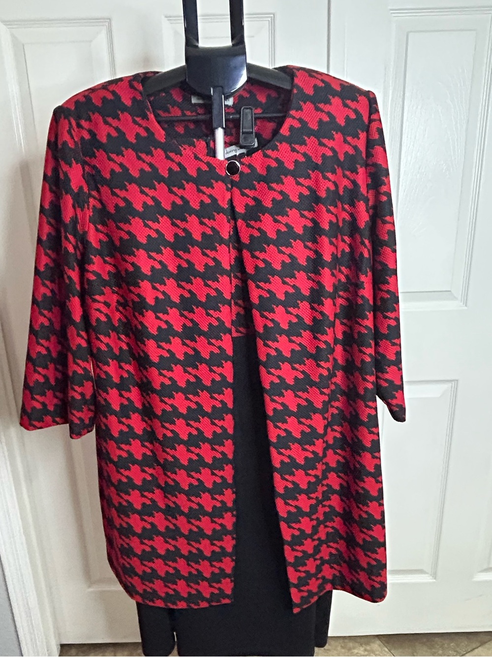 Danny & Nicole Red and Black Houndstooth Jacket with Sheath Dress
